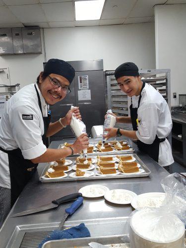culinary arts students making pies
