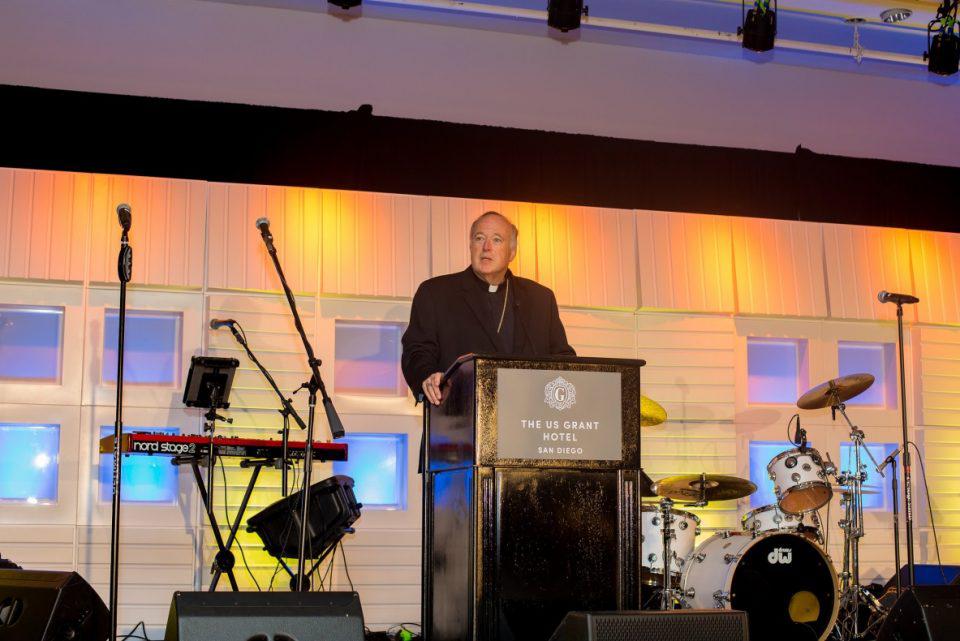 Bishop Robert McElroy gives powerful commencement during the gala program.