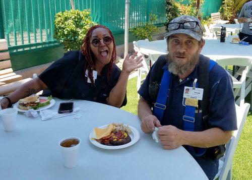 Staff members enjoy the employee appreciation barbecue