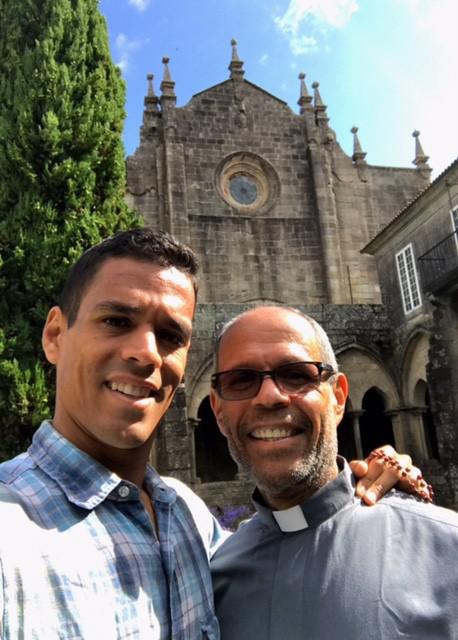 Deacon Jim Vargas and son visit the Cathedral of Santiago de Compostela