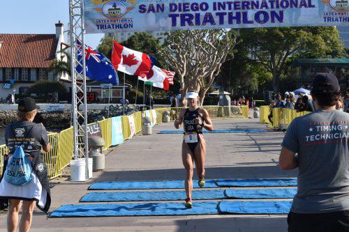 Woman Triathlete bib number 8 San Diego Triathlon 2017