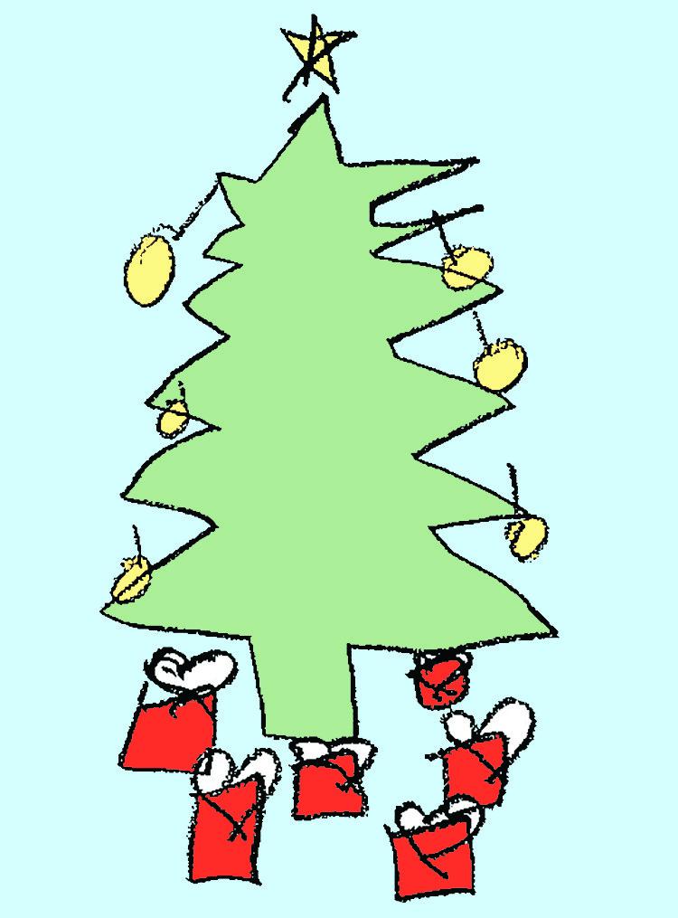 a child's drawing of a Christmas tree