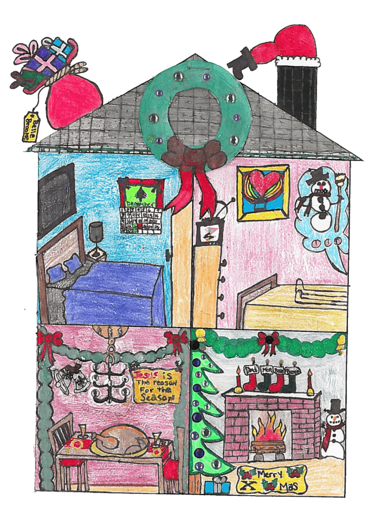 Kid Drawn Christmas House inside