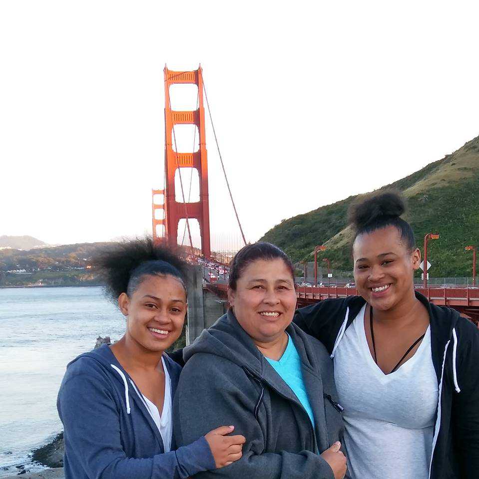 Michelle with her daughters by Golden Gate Bridge