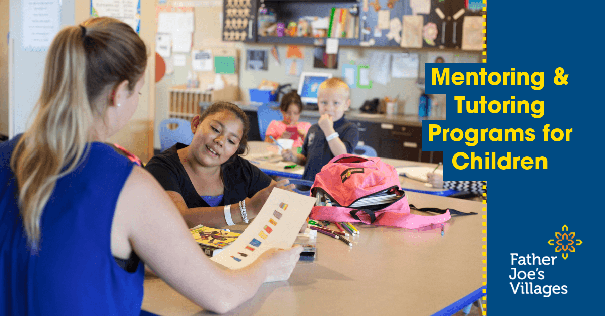 Tutoring Programs | A teacher helps a little girl with her homework.