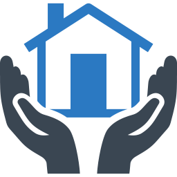 Graphic of hands holding a house | housing for homeless, affordable housing, transitional housing