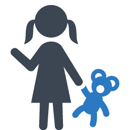 Icon of little girl holding a teddy bear | Therapeutic Childcare San Diego Homeless children, homeless shelters for families
