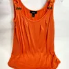AGB Sleeveless Top with Hardware, Orange, Size S