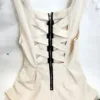 CHARLOTTE RUSSE Top with Crisscross Zipper Back, Cream, Size S - Image 3