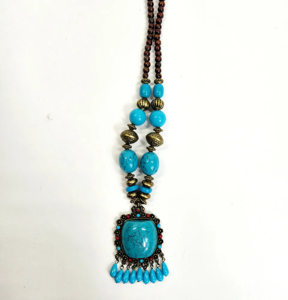 Faux Turquoise Tribal Necklace