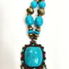 Faux Turquoise Tribal Necklace, Blue - Image 2