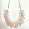 Natural Pink Stone Silver Necklace - Image 2