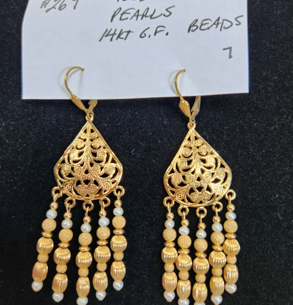 ANN HARDEE 14kt Gold-Filled Vermeil Pearl and Bead Earrings