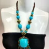 Faux Turquoise Tribal Necklace, Blue - Image 3