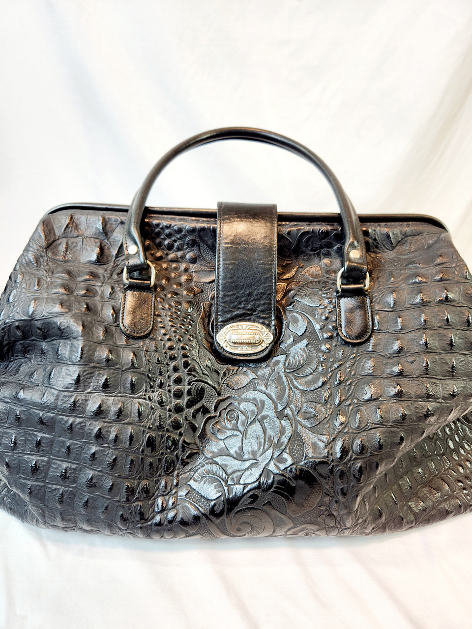 19/22/25cm Croc Effect Real Leather Flap Shoulder bag Tote Clutch Purse  Fashion | eBay