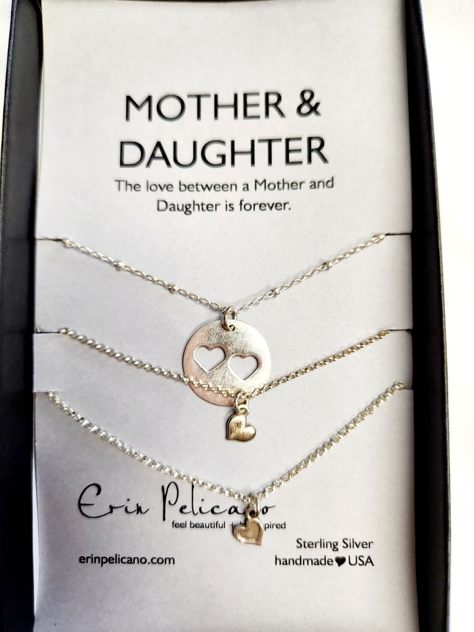Amazon.com: Sterling Silver Mother of 3 Daughters Necklace Set, 4 Necklaces,  1 Mom and 3 Daughter Necklaces, Silver Heart Jewelry, Cutout Heart Mommy  Necklace : Handmade Products