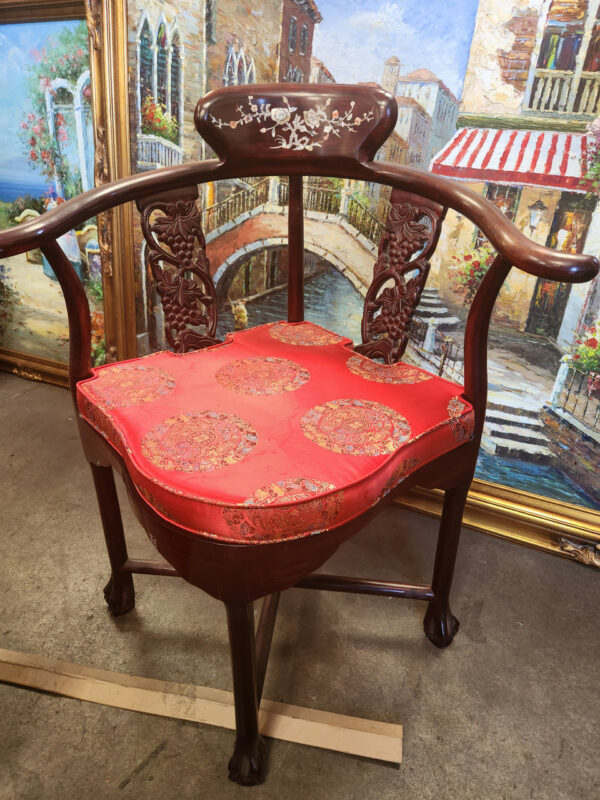 Vintage Rosewood Corner Chair with Mother of Pearl Accents (Pickup Only) Father Joe's Villages