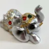 Silver-colored Resin 2" Elephant Figurines, Set of 6 - Image 3