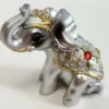 Silver-colored Resin 2" Elephant Figurines, Set of 6 - Image 7