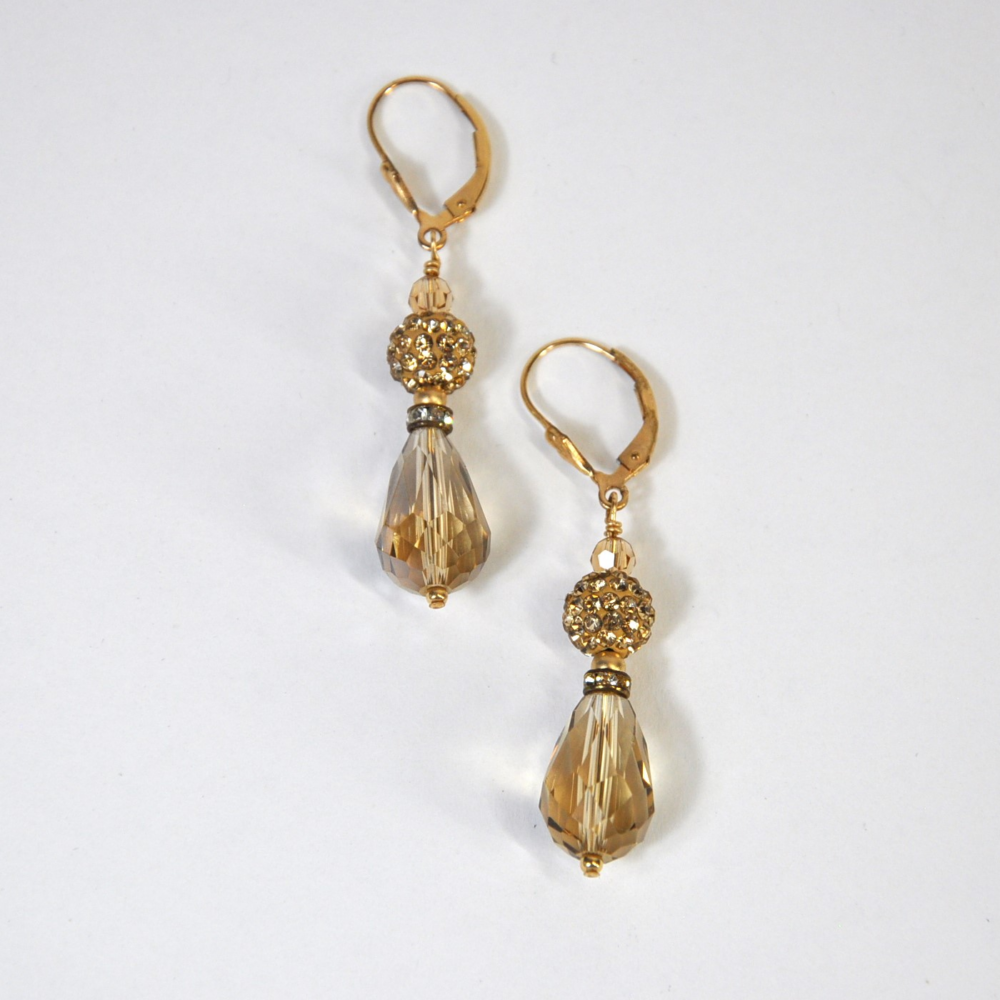 Pave Bead and Crystal Earrings