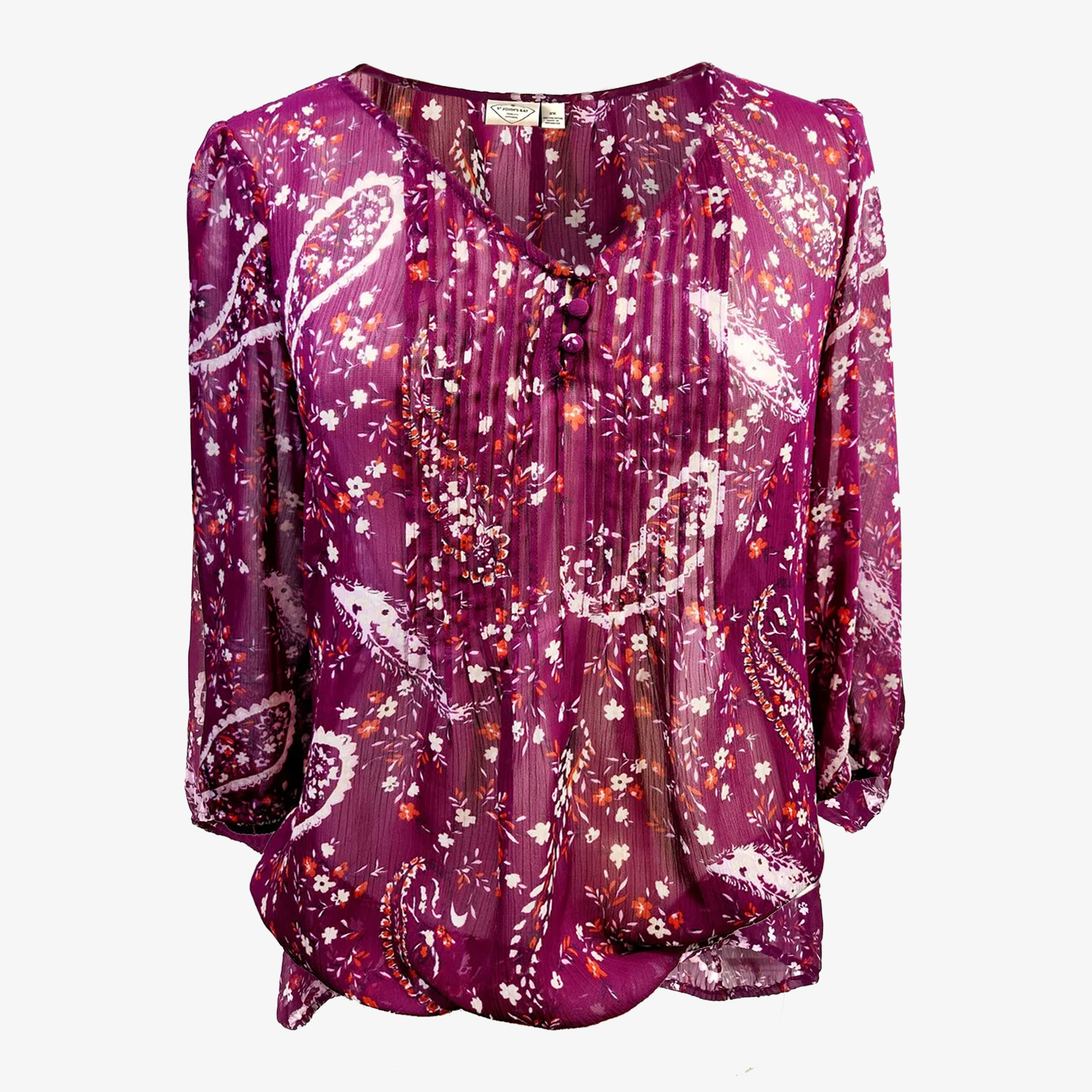 St. John's Bay burgundy & paisley blouse