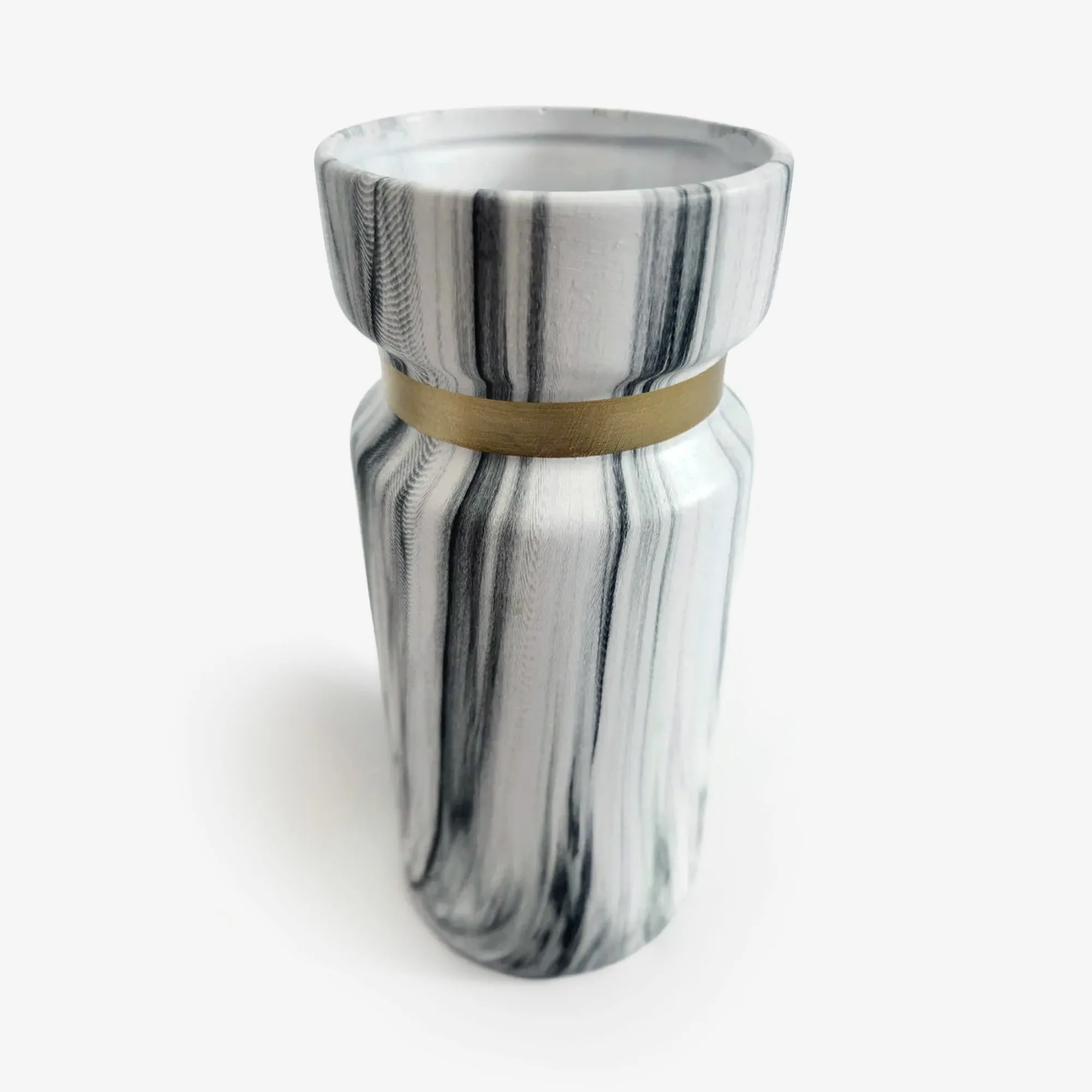 Marbled White Ceramic Vase - Image 2