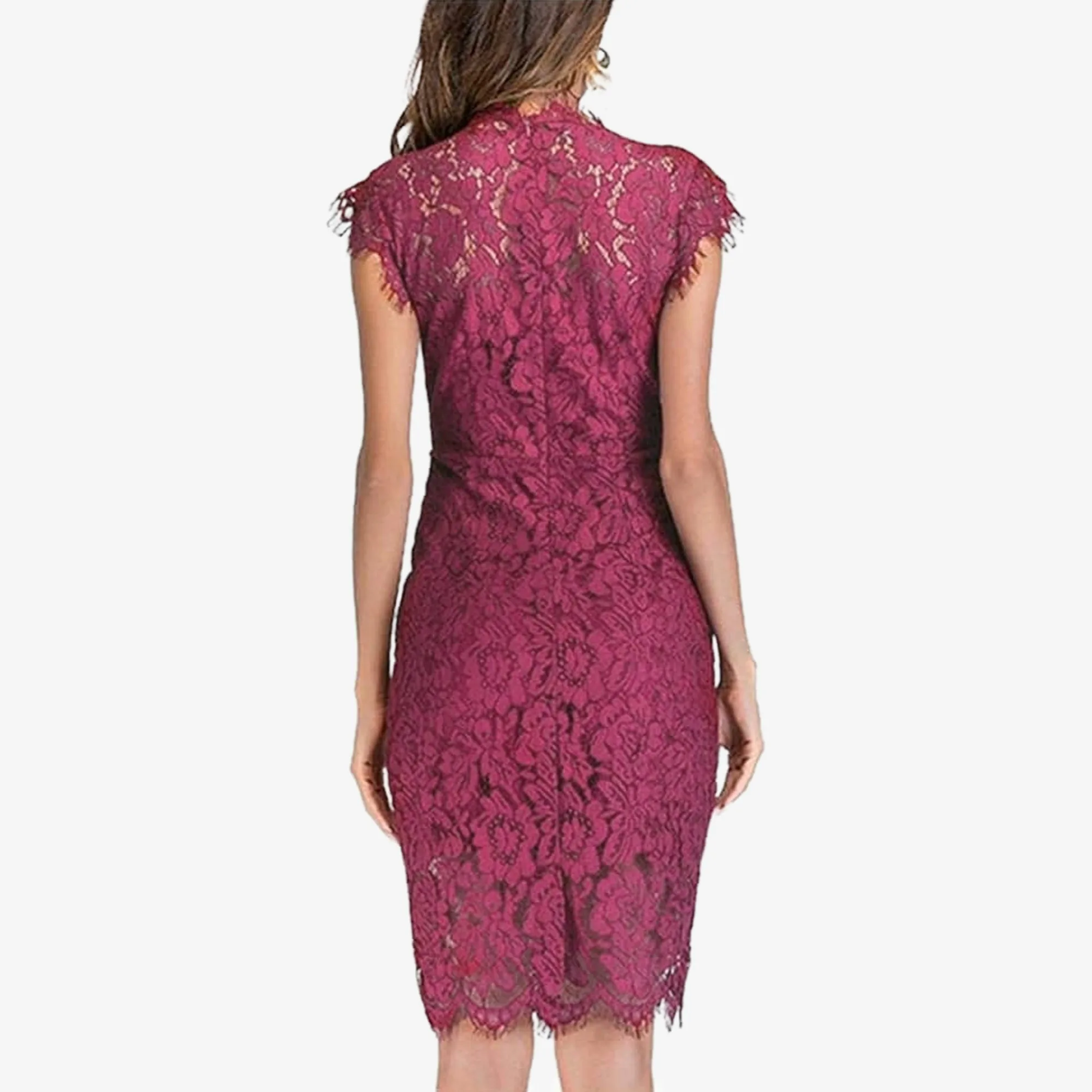 Cranberry Floral Lace Cocktail Dress, Women's Size L