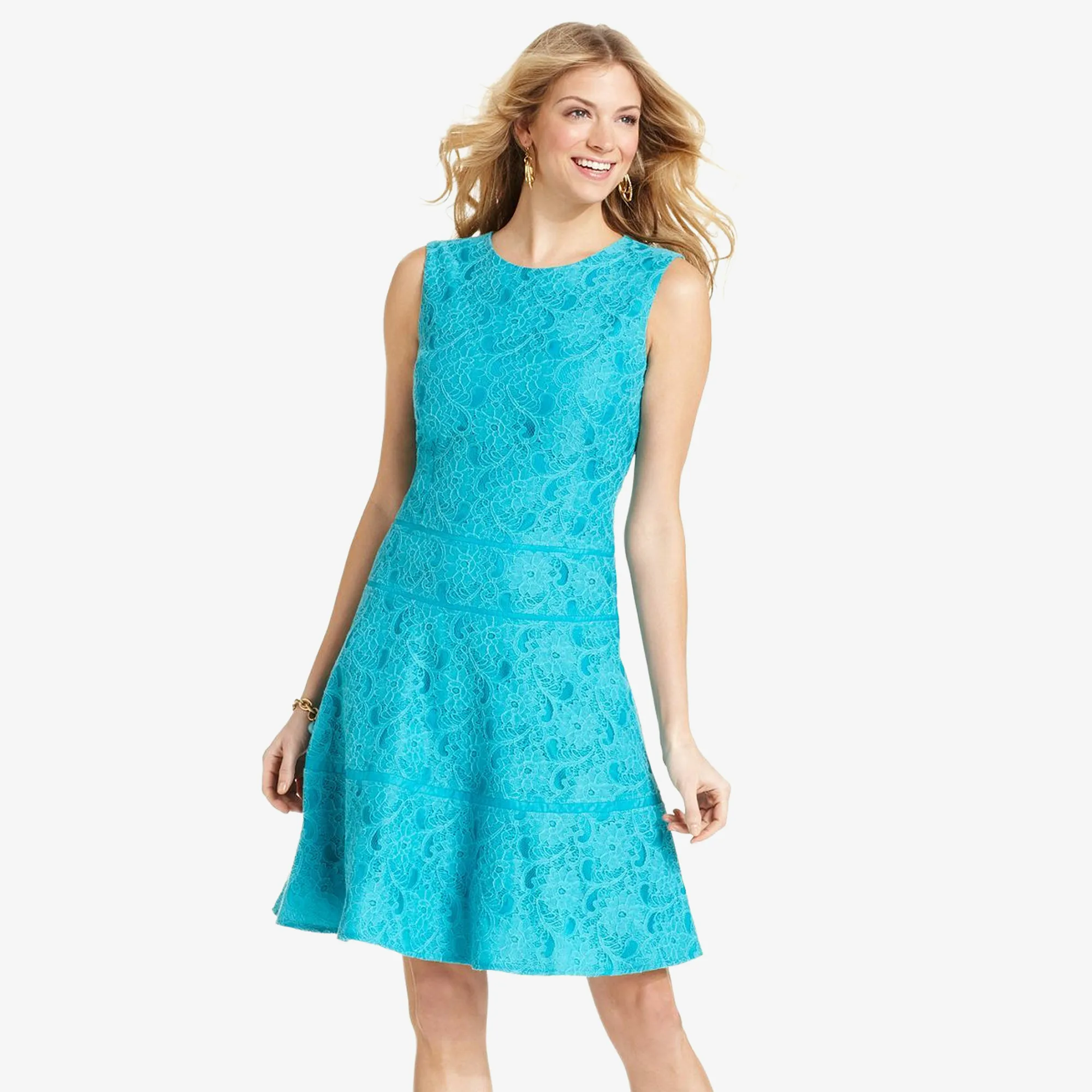 JONES NEW YORK Lace Dress, Turquoise, Size 14 - Image 2