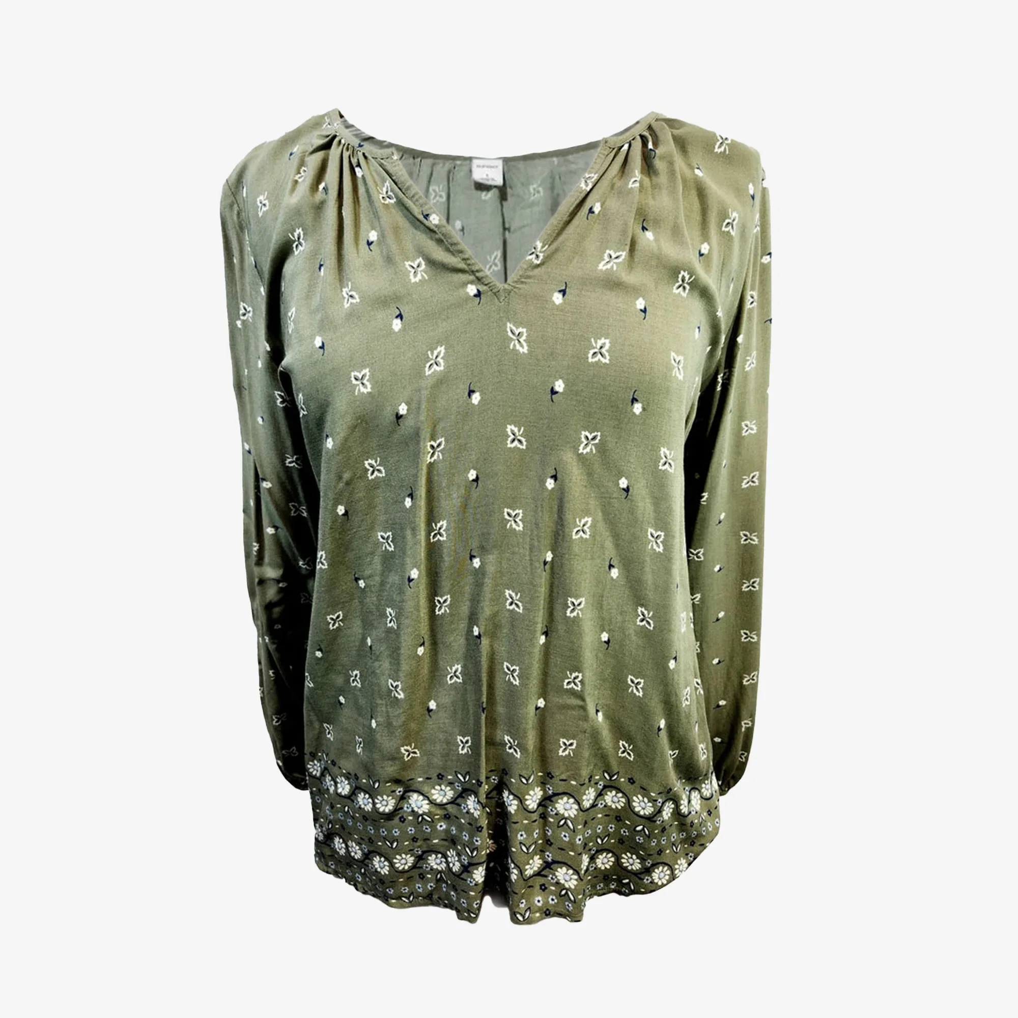 Old Navy Long-sleeve Top, Green Floral, M