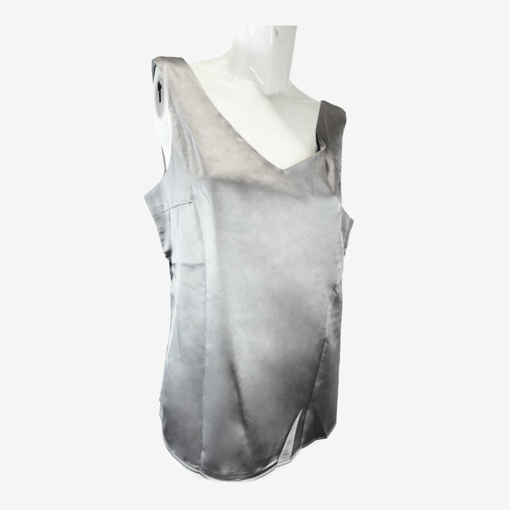 Women's Silky-Feel Sleeveless Blouse, Silver, Size L