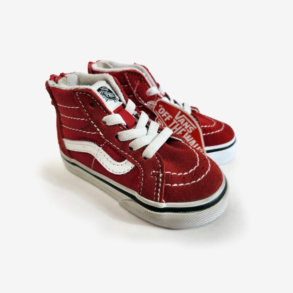 Vans Hightop Shoes for Toddlers, red and white, size 5.5