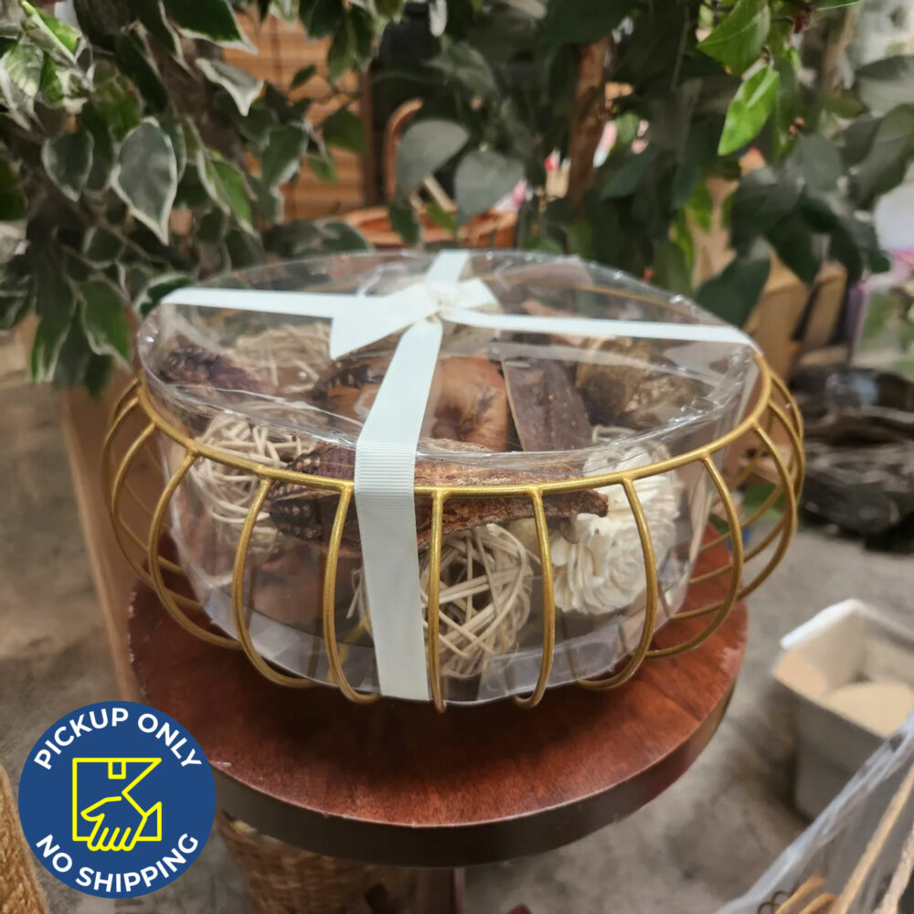 Wire bowl decorative vanilla potpourri