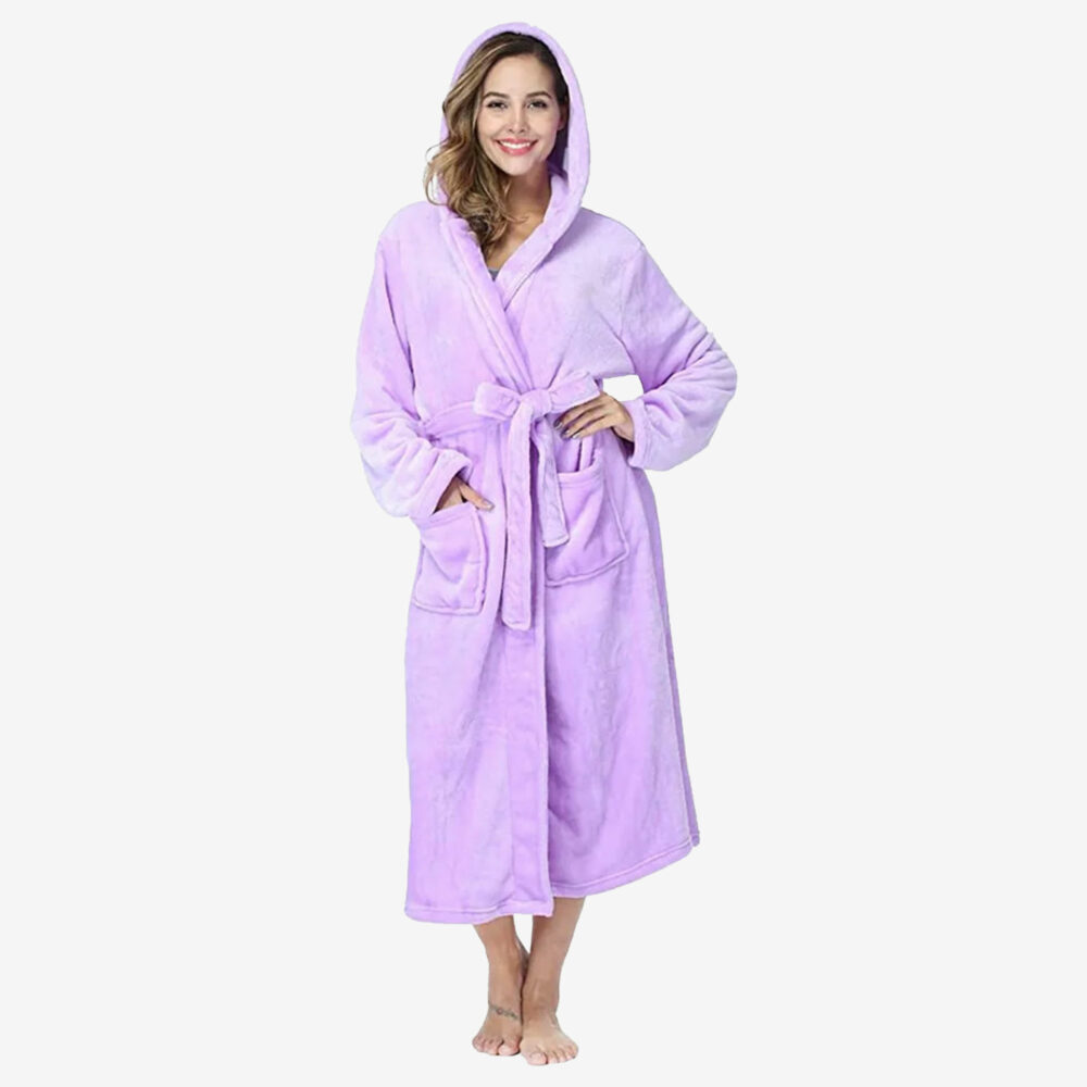 RONGTAI full-length, front-tie, lavender robe