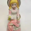 Vintage Porcelain Sewing Girl Figurine, Pink - Image 2