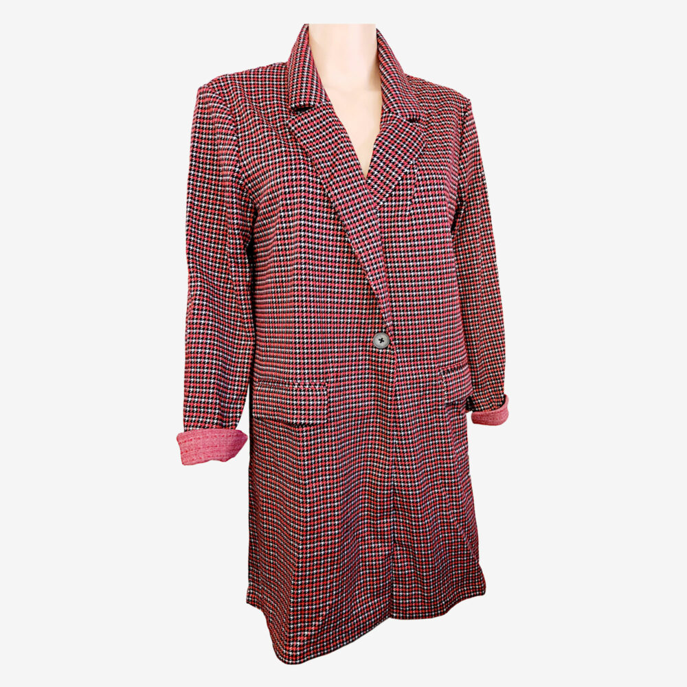 Sanctuary Catalina Jacket, red, white, and black check, women's M