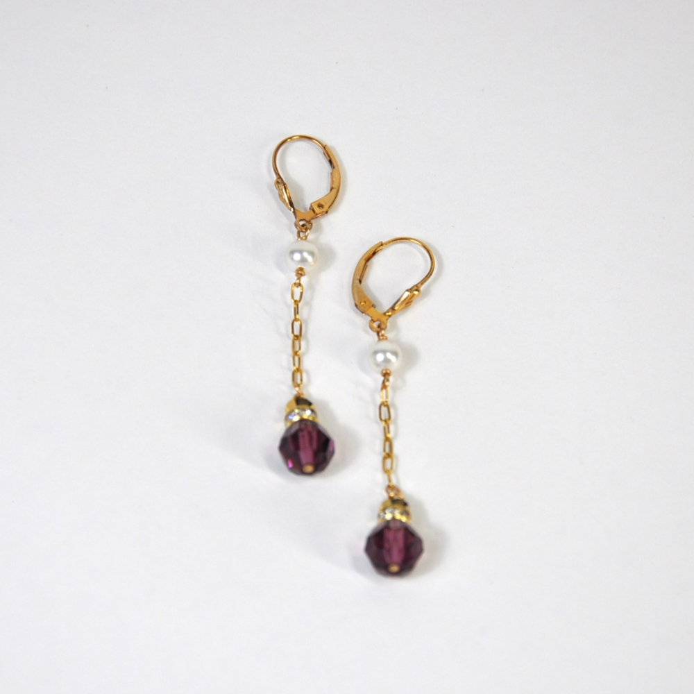 Pearl and Amethyst Earrings