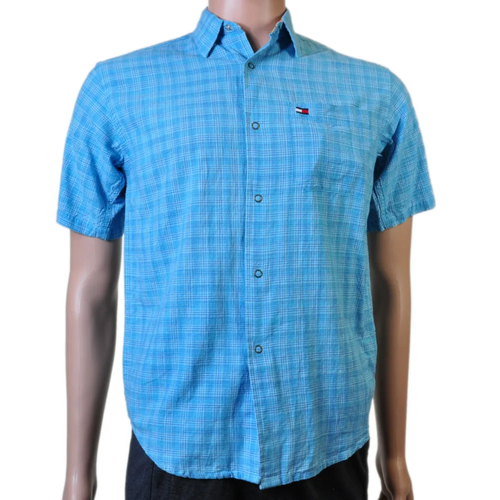 Aqua Plaid Short-sleeve Shirt