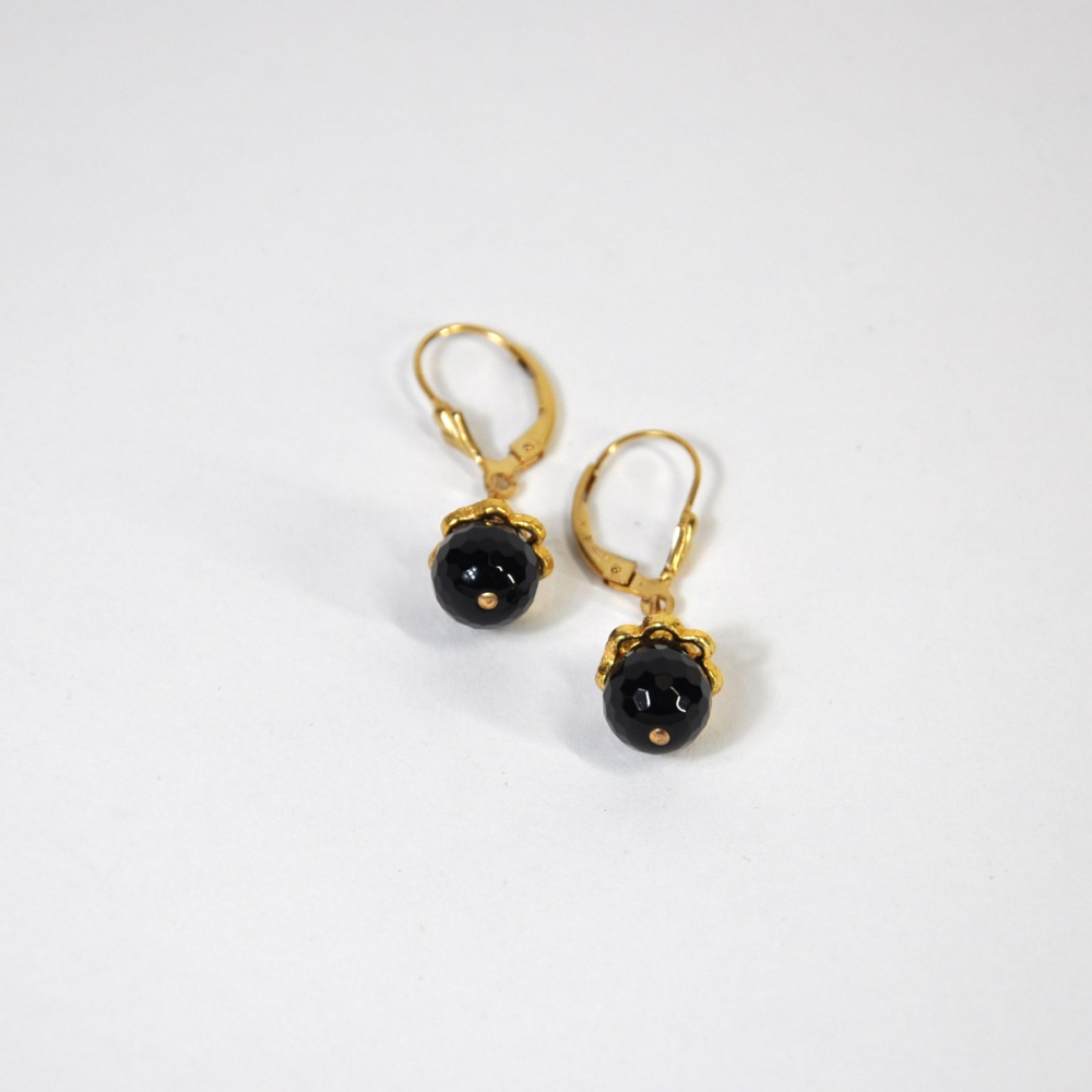 Gold-filled Black Agate Earrings