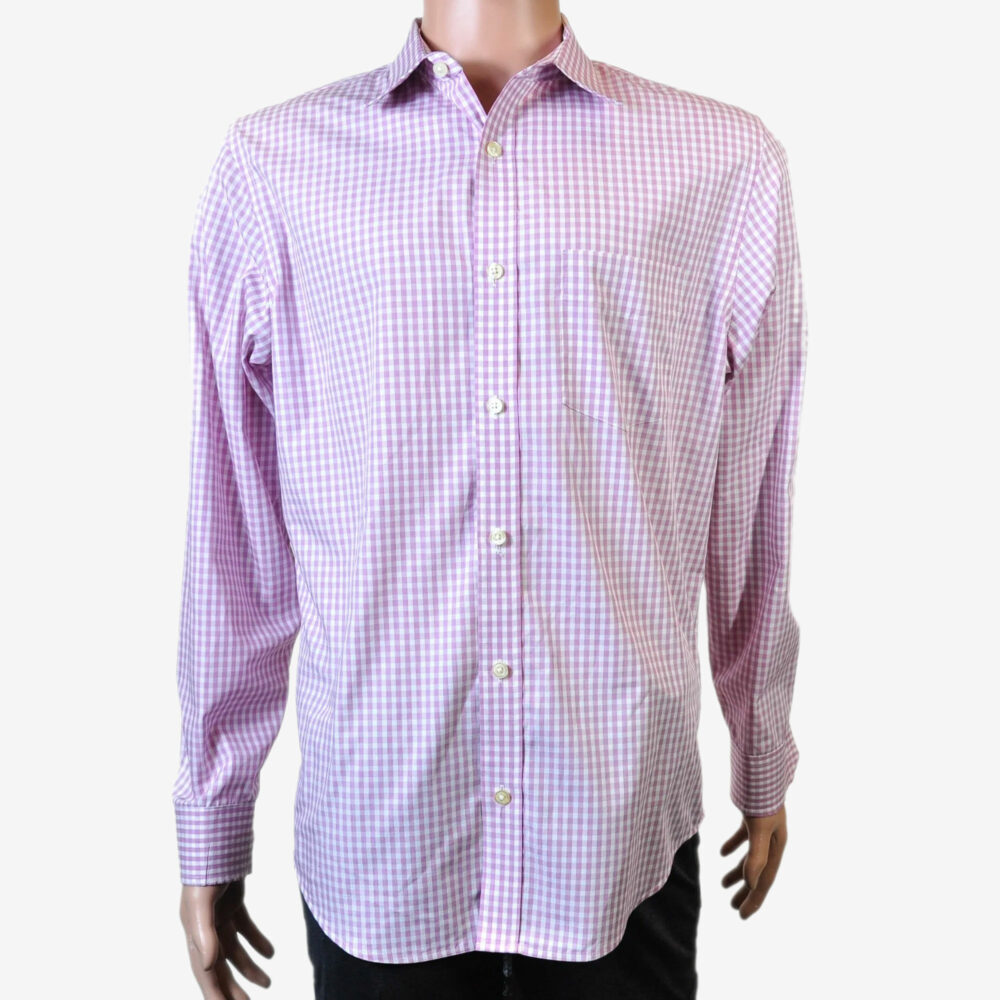 Banana Republic long-sleeve shirt, pink plaid, Men's M