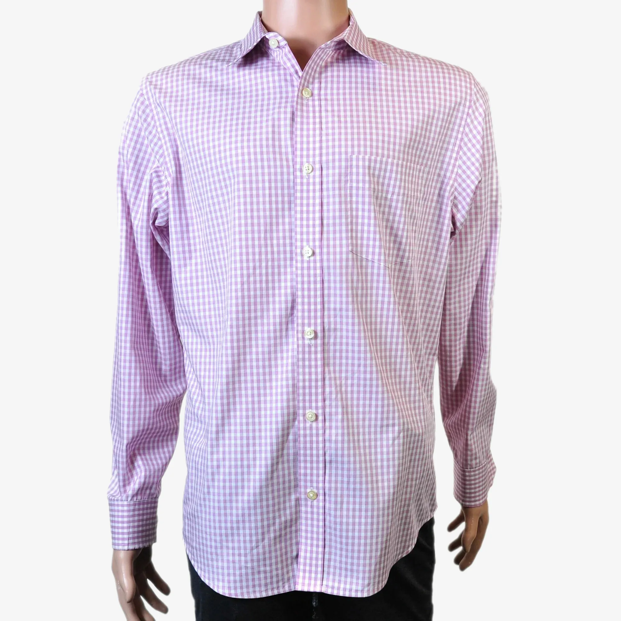 Banana Republic long-sleeve shirt, pink plaid, Men's M