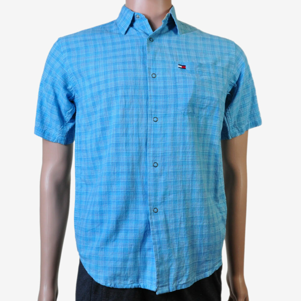Tommy Hilfiger Aqua Plaid Short-sleeve Shirt