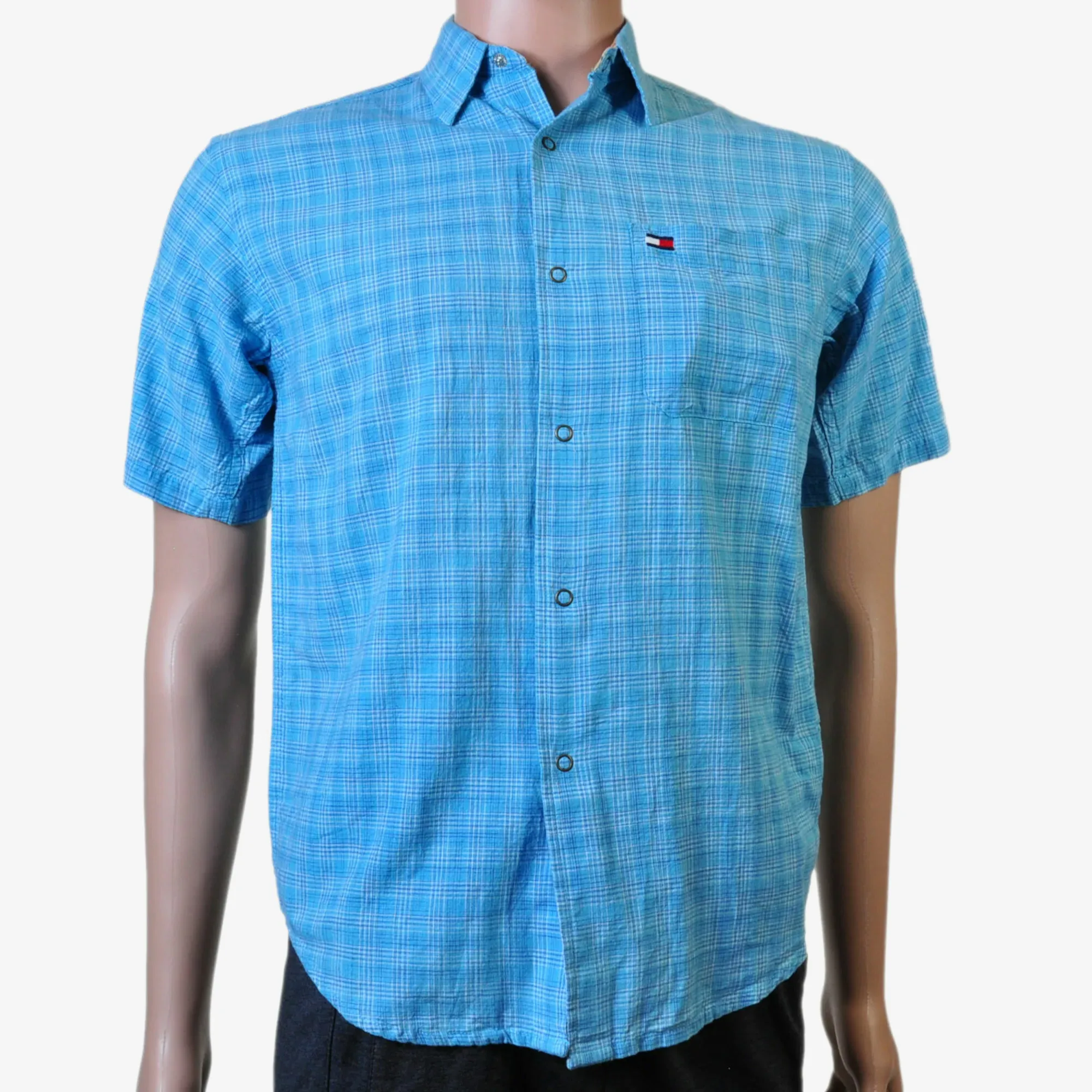 Tommy Hilfiger Aqua Plaid Short-sleeve Shirt