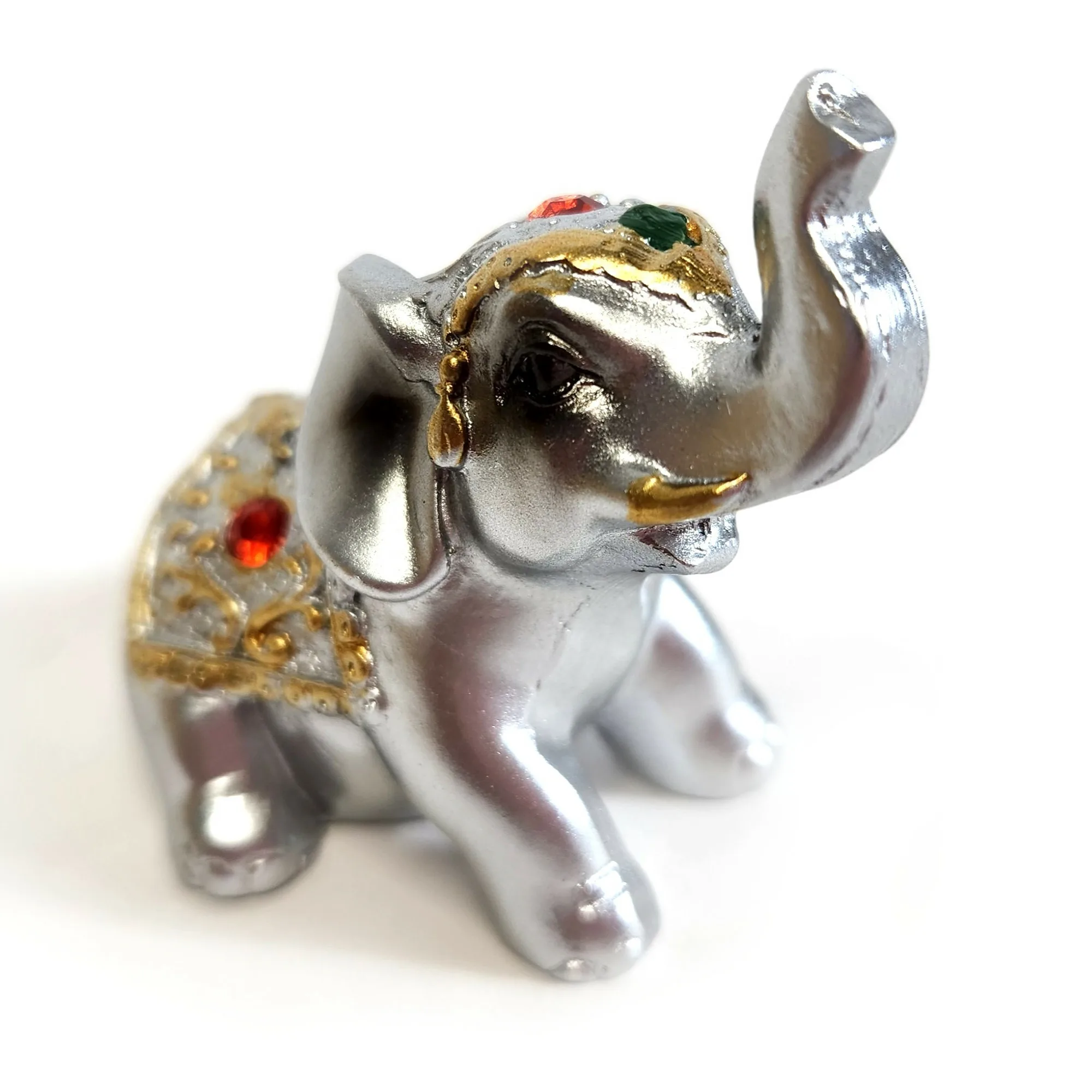 Silver Resin Elephant Figures, 6pk - Image 2