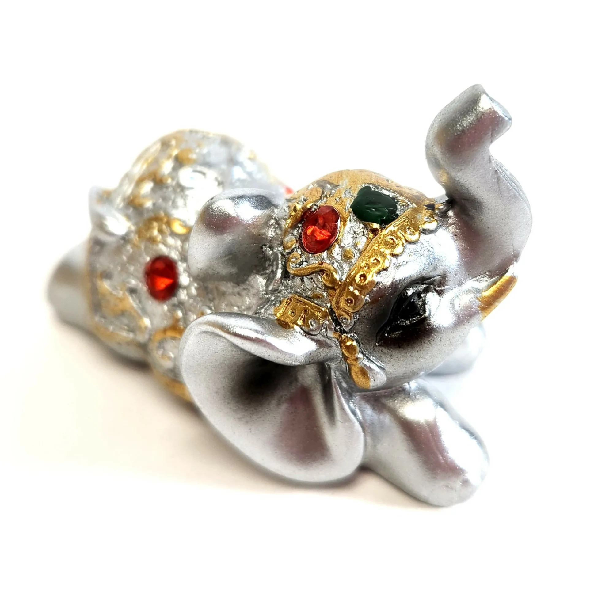 Silver Resin Elephant Figures, 6pk - Image 5