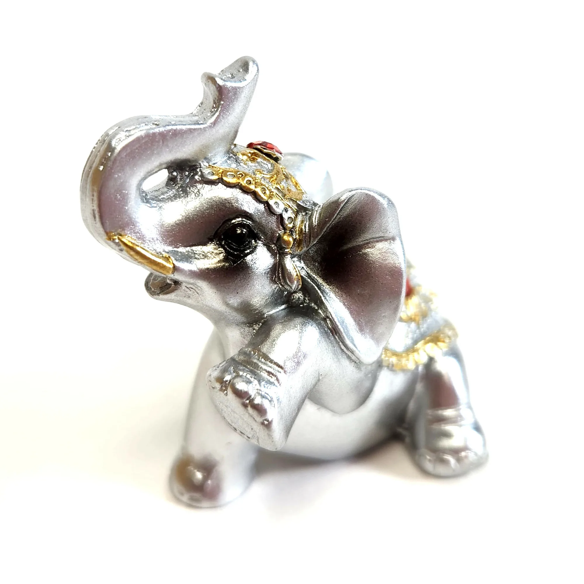 Silver Resin Elephant Figures, 6pk - Image 6