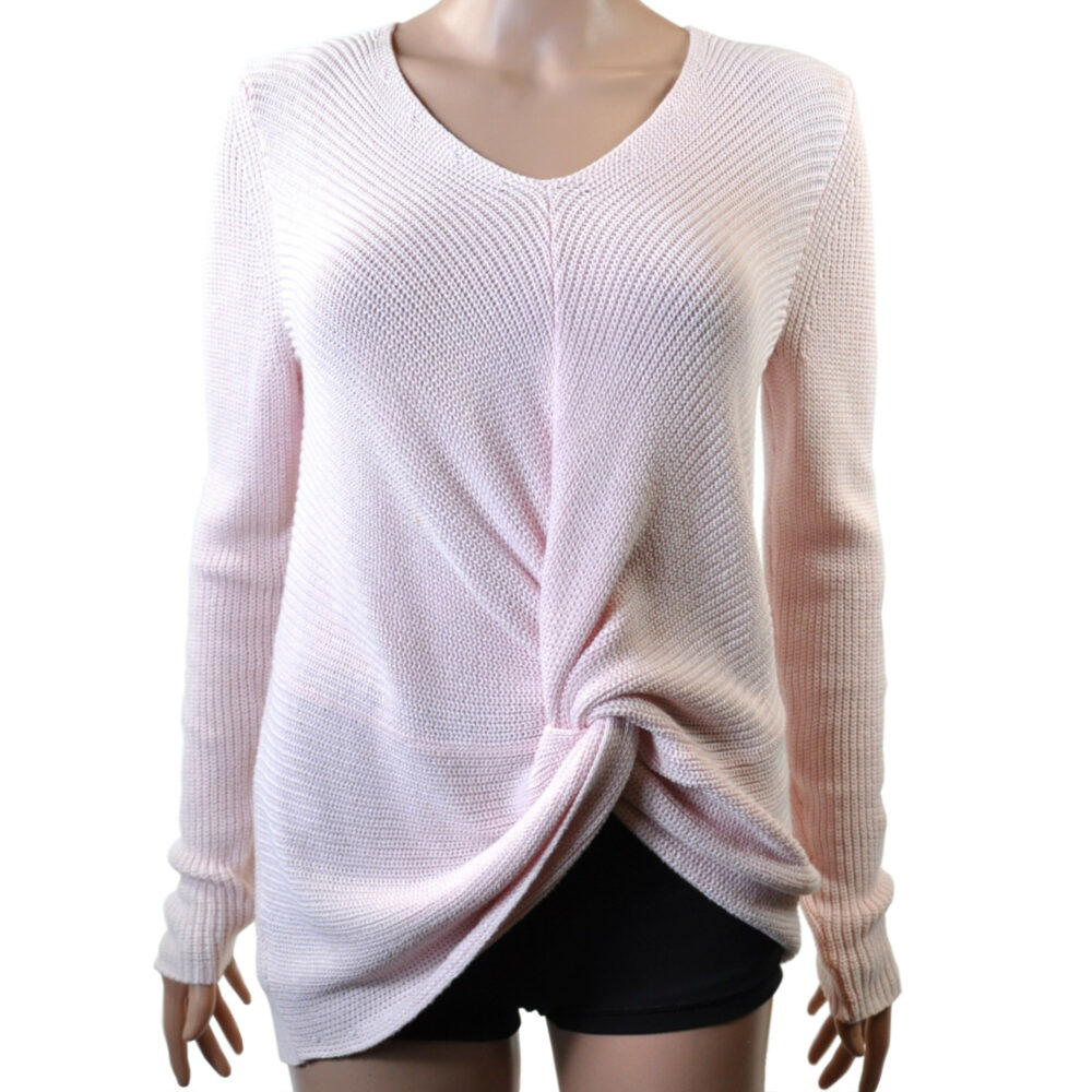 Pink V-neck Rib Sweater