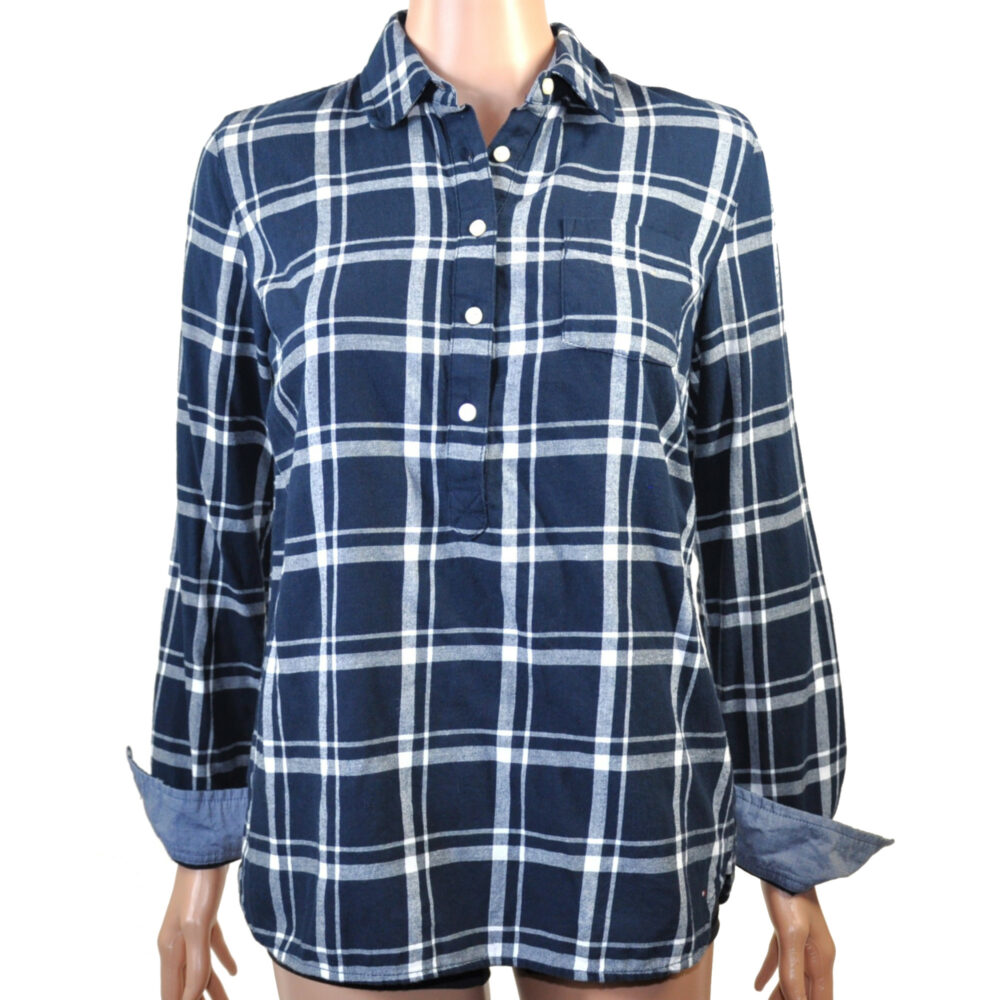 Blue and White Plaid Shirt