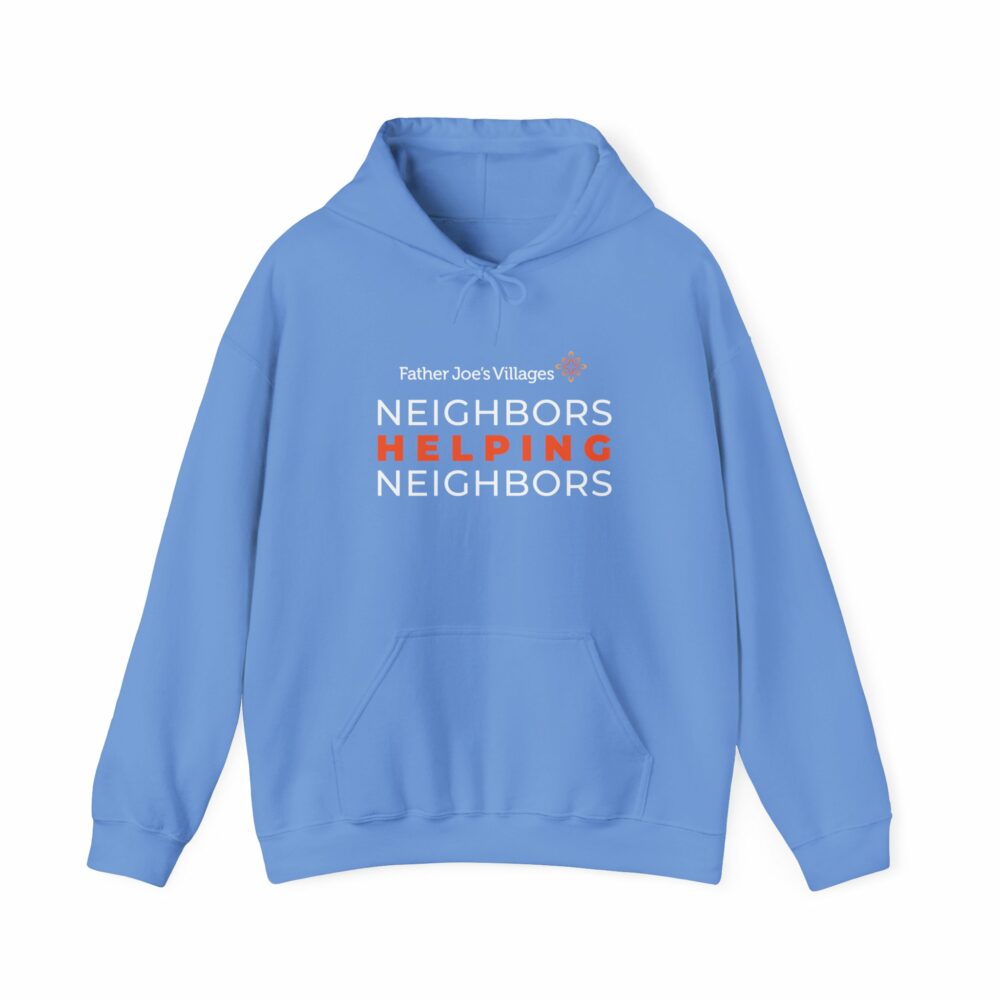 Neighbors Helping Neighbors logo hoodie, light blue