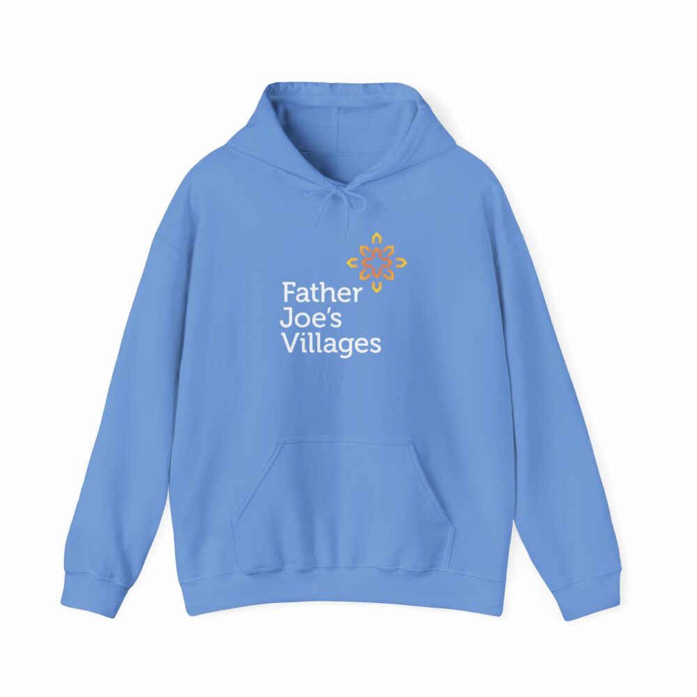 Father Joe's Village logo hoodie, light blue