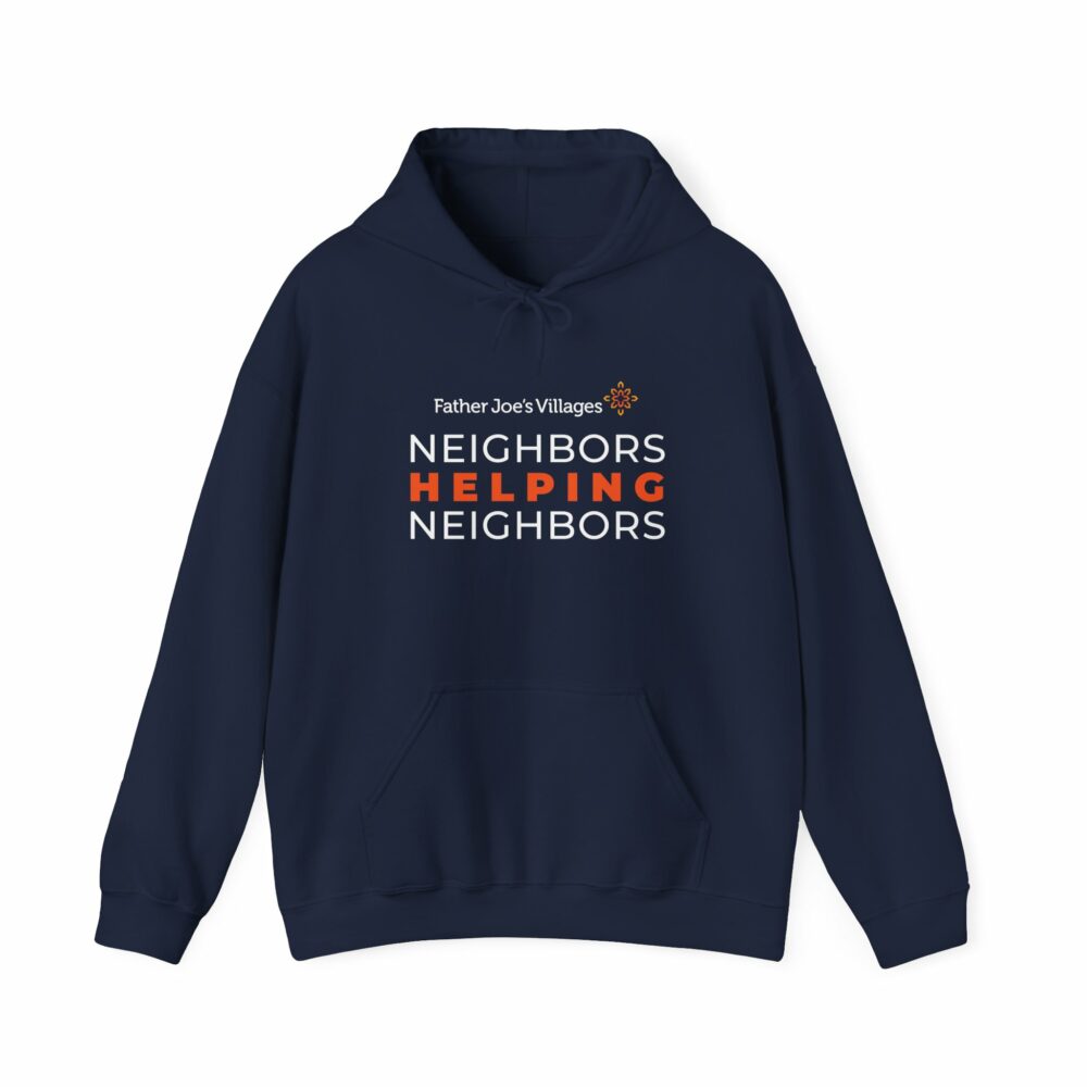 Neighbors Helping Neighbors logo hoodie, navy blue